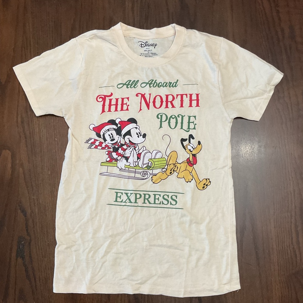 Disney Cream T-Shirt - All Aboard The North Pole Express